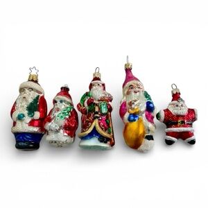 Group of 5 glass Santa’s, vintage or older, Germany, W Germany, Radco